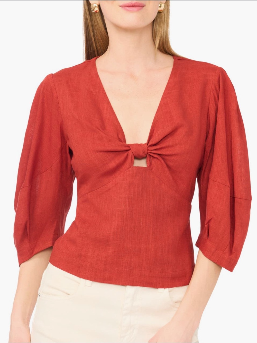 Parker Linen-blend Knot-Front Top